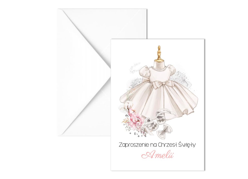 Zaproszenia na Chrzest do wypisania TWOJE IMIĘ dziewczynka